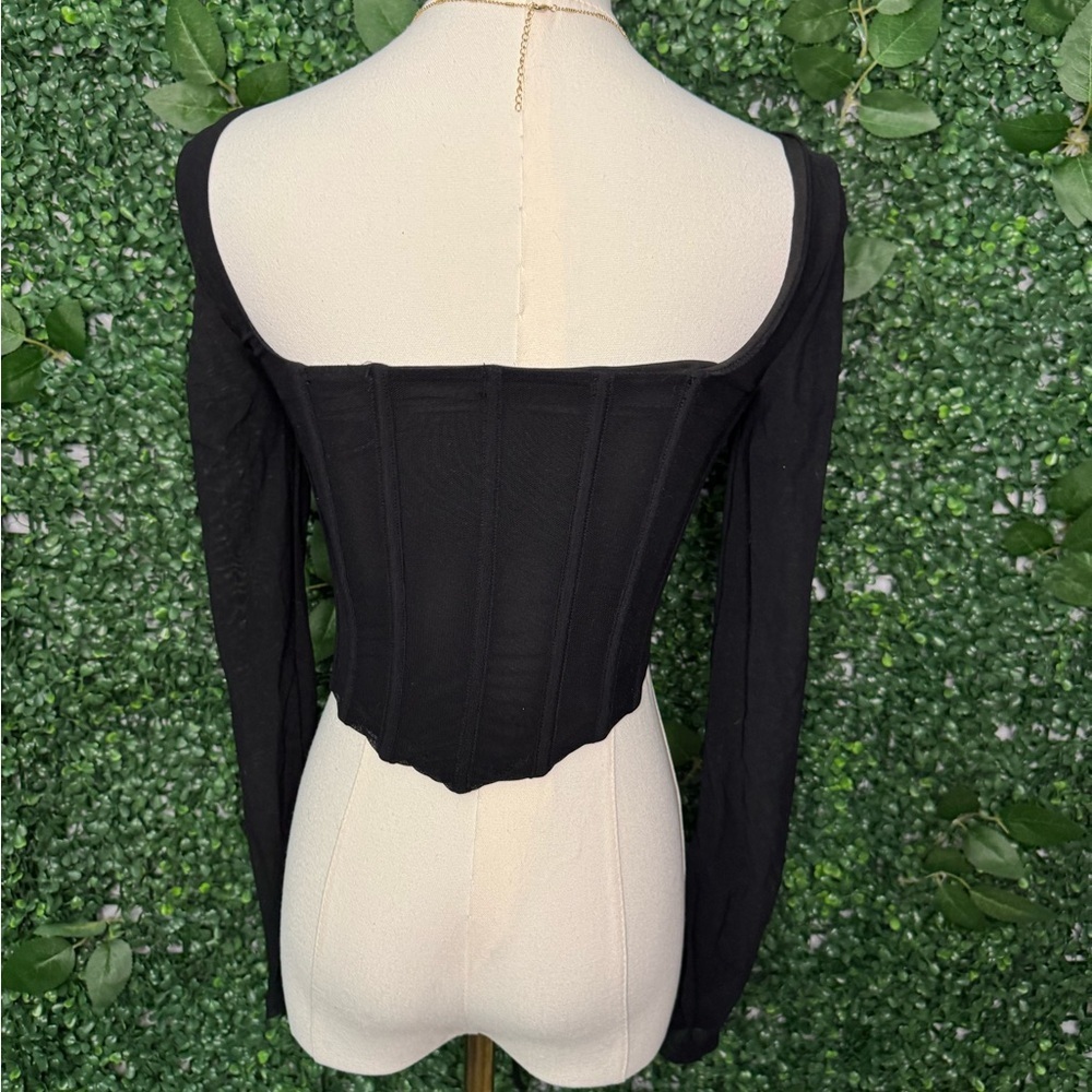 Chic Black Lace-Up Crop Corset  Top - Picture 4 of 6